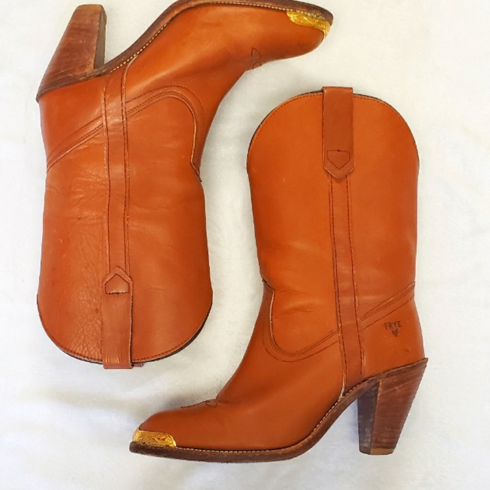 Vintage Frye USA Made Leather Cowboy Boots Size 10